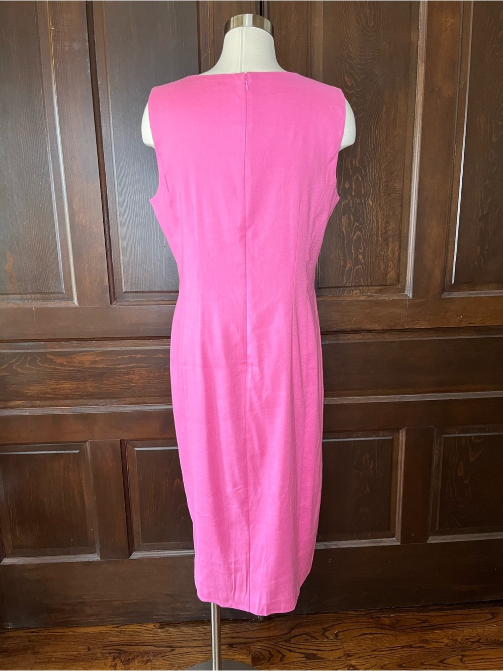 Ann Taylor The Seamed V-Neck Sheath Dress Linen Blend Sleeveless Pink Sz 12 NWOT - Picture 5 of 10